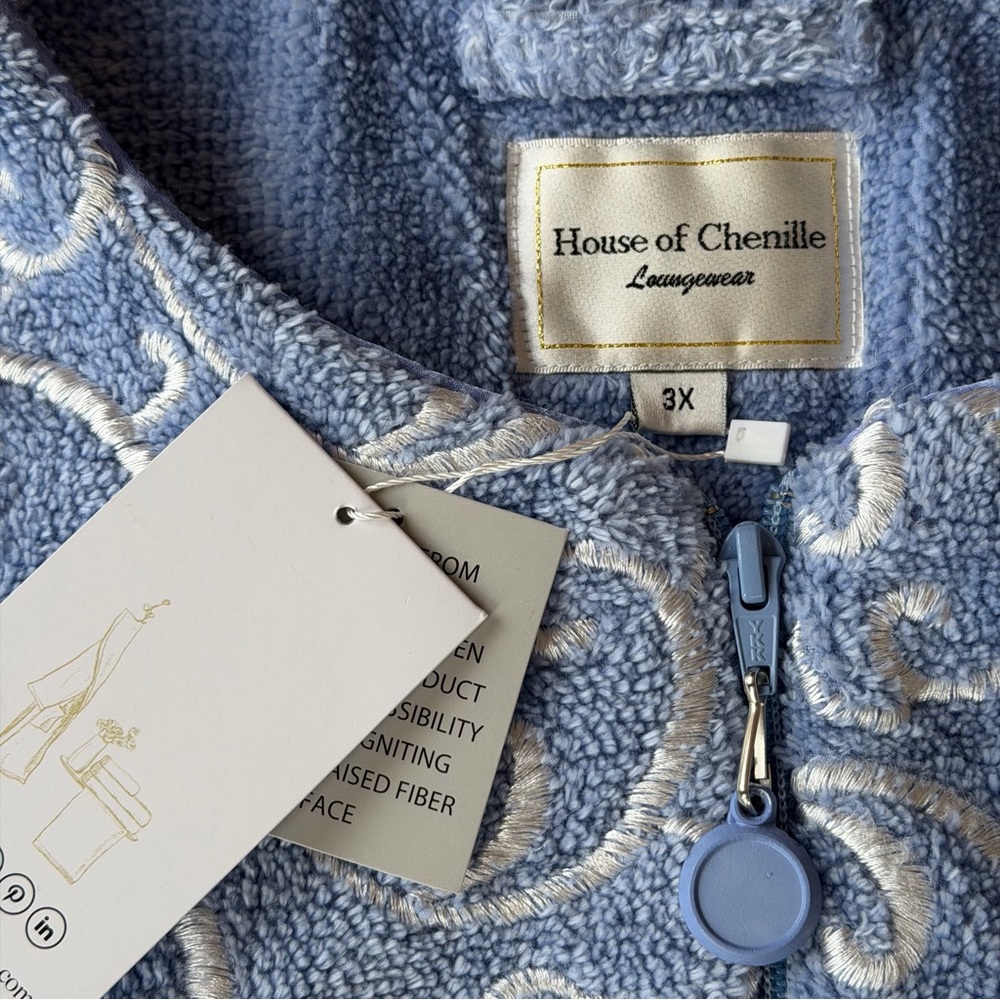 Blue Embroidered Women's Robe - Picture 3 of 7